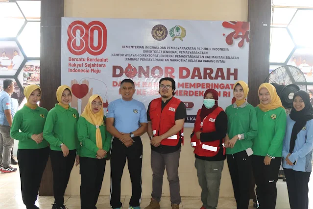 Lapas Narkotika Karang Intan Gelar Donor Darah dalam Rangka HUT RI ke-80